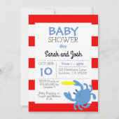 Blauwe krab Nautical Baby shower Invitation Kaart (Voorkant)