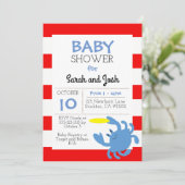 Blauwe krab Nautical Baby shower Invitation Kaart (Staand voorkant)
