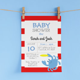 Blauwe krab Nautical Baby shower Invitation Kaart