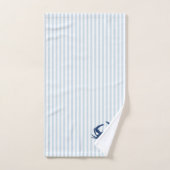 Blauwe krab Nautical Blue Stripe Painting Bad Handdoek (Handdoek)