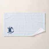Blauwe krab Nautical Blue Stripe Painting Bad Handdoek (Handdoek)