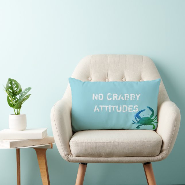 Blauwe krab Nautical No Crabby Attitudes Kussen (Stoel)