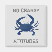 Blauwe krab Nautical No Crabby Attitudes Magneet (Voorkant)