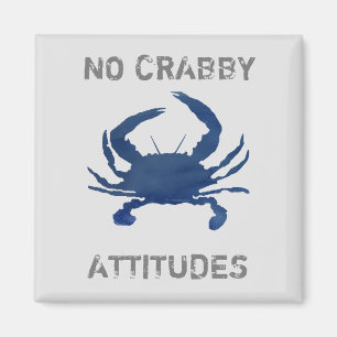 Blauwe krab Nautical No Crabby Attitudes Magneet