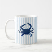 Blauwe krab Nautical Stripe Patroon Koffiemok (Links)