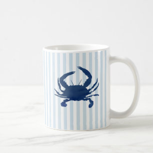 Blauwe krab Nautical Stripe Patroon Koffiemok