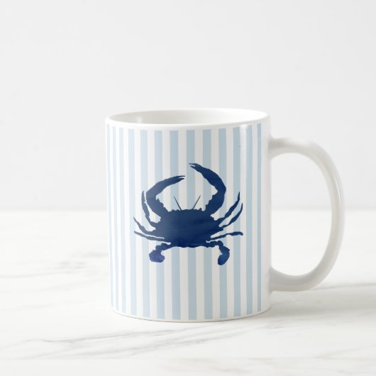 Blauwe krab Nautical Stripe Patroon Koffiemok (Rechts)