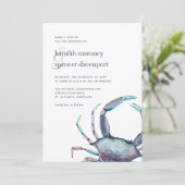 Blauwe krab | nautische bruiloft uitnodiging (Staand voorkant)