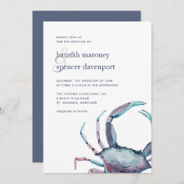 Blauwe krab | nautische bruiloft uitnodiging