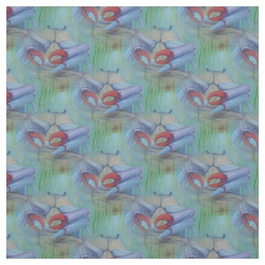 Blauwe krab Ocean Seascape Stof (Swatch)