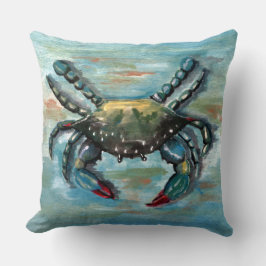 Blauwe krab op blauw kussen