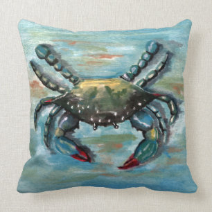 Blauwe krab op blauw kussen