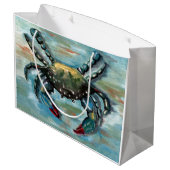 Blauwe krab op blauw large cadeautasje (Achterkant Gekanteld)