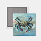 Blauwe krab op blauw magneet (Voorkant / Achterkant)