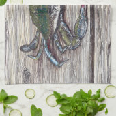 Blauwe krab op Dock Kitchen Towel Theedoek (Gevouwen)