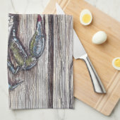 Blauwe krab op Dock Kitchen Towel Theedoek (Quarter Fold)
