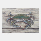 Blauwe krab op Dock Kitchen Towel Theedoek (Horizontaal)