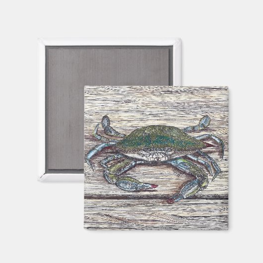 Blauwe krab op Dock Magnet (Voorkant / Achterkant)