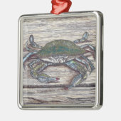 Blauwe krab op Dock Premium-Ornament Metalen Ornament (Links)