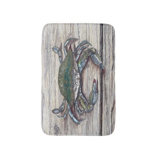 Blauwe krab op dok badmat (Voorkant Verticaal)