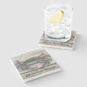 Blauwe krab op dok stenen onderzetter (Zijkant)