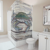 Blauwe krab op dokketalgordijn douchegordijn (In situ)