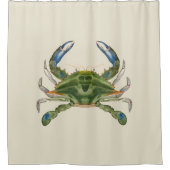  blauwe krab op een crème achtergrond douchegordijn (Voorkant)