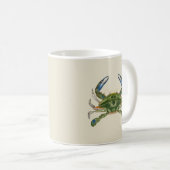 blauwe krab op een crème achtergrond koffiemok (Voorkant rechts)