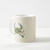 blauwe krab op een crème achtergrond koffiemok (Voorkant links)