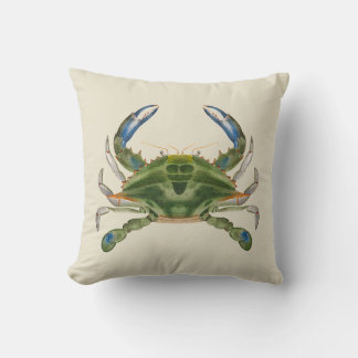 blauwe krab op een crème achtergrond kussen