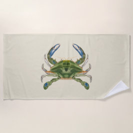  blauwe krab op een crème achtergrond strandlaken