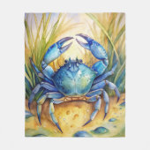 Blauwe krab op het strand fleece deken (Voorkant)