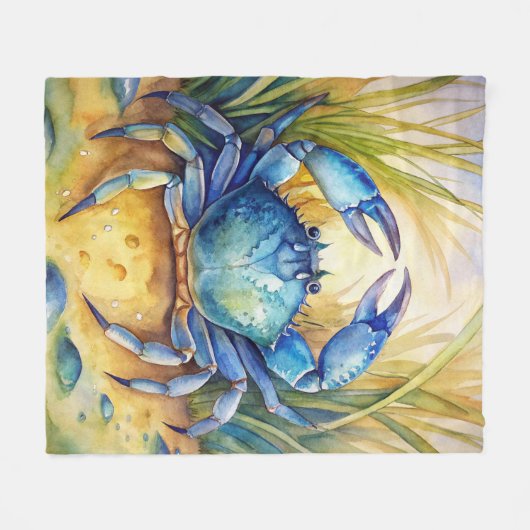 Blauwe krab op het strand fleece deken (Voorkant (Horizontaal))