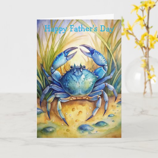 Blauwe krab op het strand kaart (Gele Bloem)