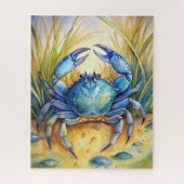Blauwe krab op het strand legpuzzel (Verticaal)