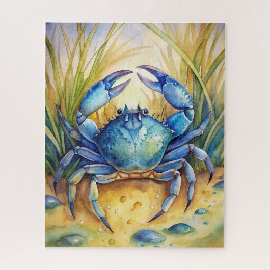 Blauwe krab op het strand legpuzzel (Verticaal)