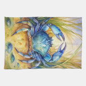Blauwe krab op het strand theedoek (Horizontaal)