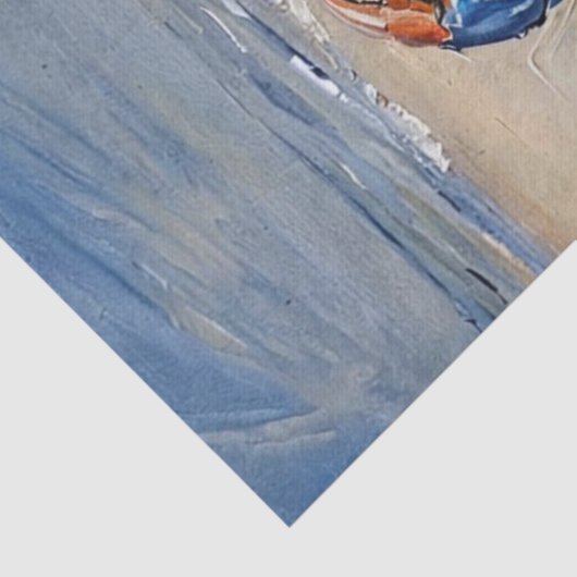 Blauwe krab op het strand tissuepapier (Detail)