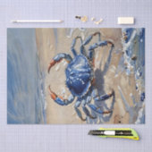 Blauwe krab op het strand tissuepapier (Craft)