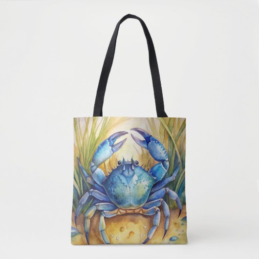 Blauwe krab op het strand tote bag (Voorkant)