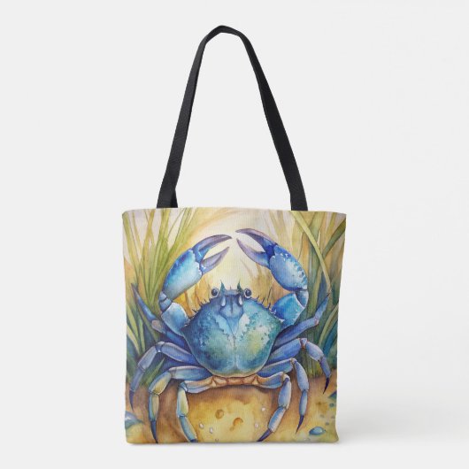 Blauwe krab op het strand tote bag (Achterkant)