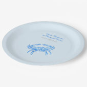 blauwe krab op maat papieren bordje (Gekanteld)