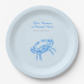 blauwe krab op maat papieren bordje (Voorkant)