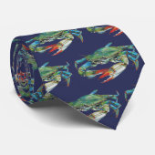 Blauwe krab op marineblauw stropdas (Opgerold)