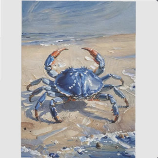 Blauwe Krab op Strand Tissuepapier