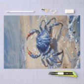 Blauwe Krab op Strand Tissuepapier (Craft)