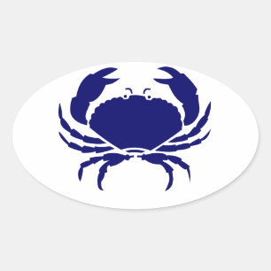 Blauwe krab ovale sticker