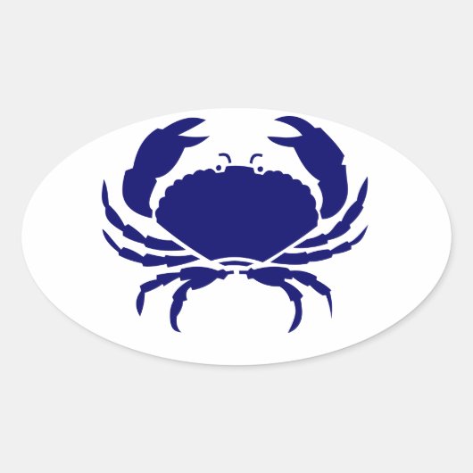 Blauwe krab ovale sticker (Voorkant)