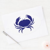 Blauwe krab ovale sticker (Envelop)