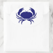 Blauwe krab ovale sticker (Tas)